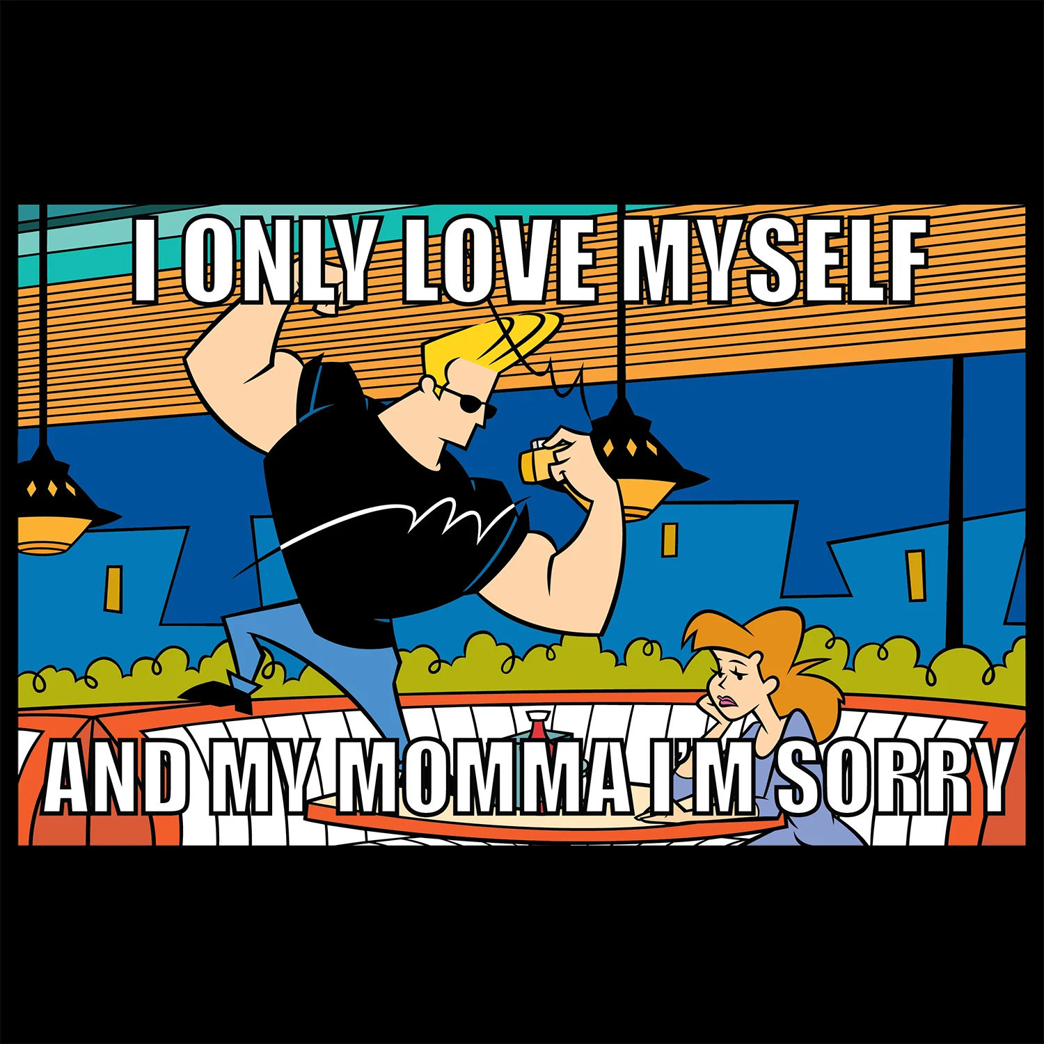 Johnny Bravo - "I Only Love Myself" Meme Tee - Image 2